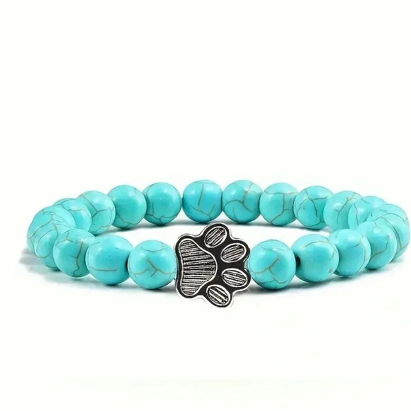 Dog Paw Beaded Bracelet Set of Three Teal White Black - Picture 8 of 10